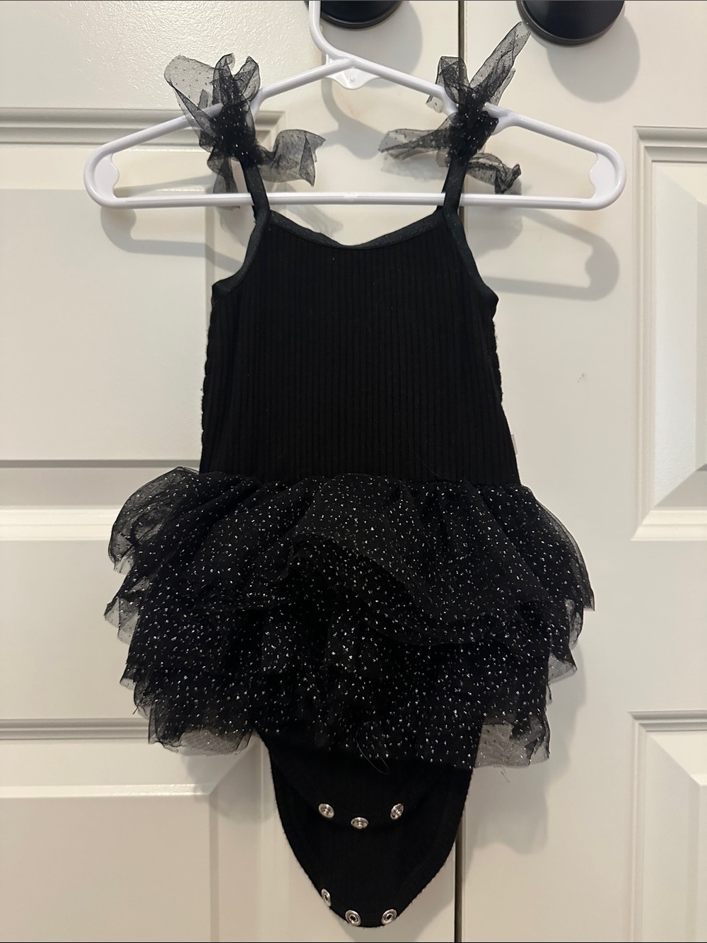 Posh Peanut Black Sparkle Tulle One-Piece Dress 3-6 Months